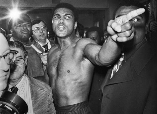 JEAN-PIERRE LAFFONT Muhammad Ali avant son second combat où il va enfin gagner son match revanche contre Joe Frazier, Madison Square Garden, New York, 1974